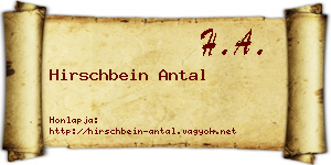 Hirschbein Antal névjegykártya